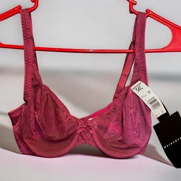 NWT Maidenform bra Sheer underwire Maroon Ruby Sz 34C - Picture 1 of 6